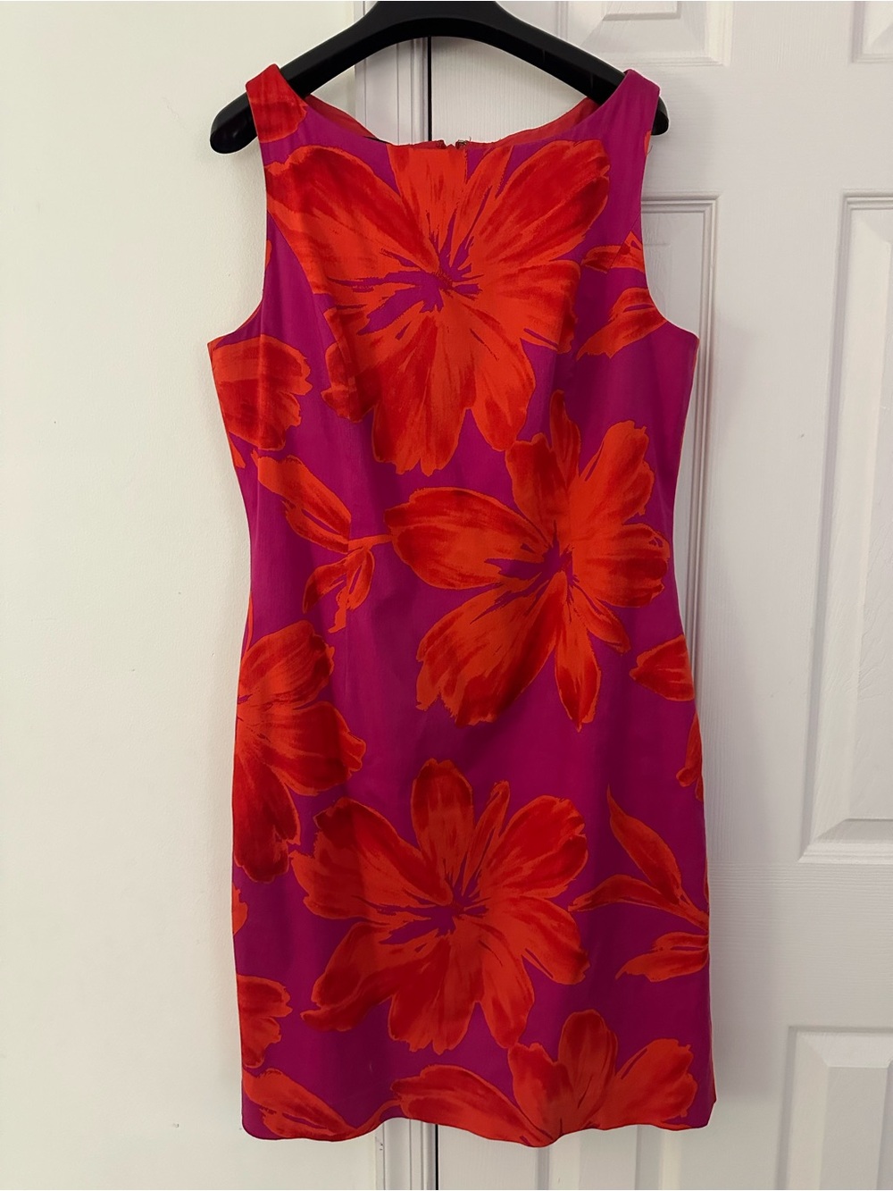 Jones New York Magenta Mini Dress with Red Floral Print